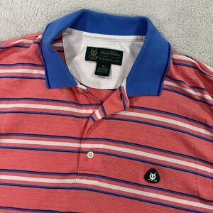 Brooks‎ Brothers St Andrews Links Polo Shirt Mens Medium Red Striped Performance
